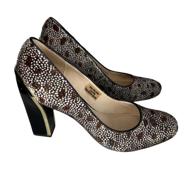 Diane Von Furstenberg Vintage Real Calf Fur Animal Print Block Heel Pumps Sz 7 - Picture 1 of 12